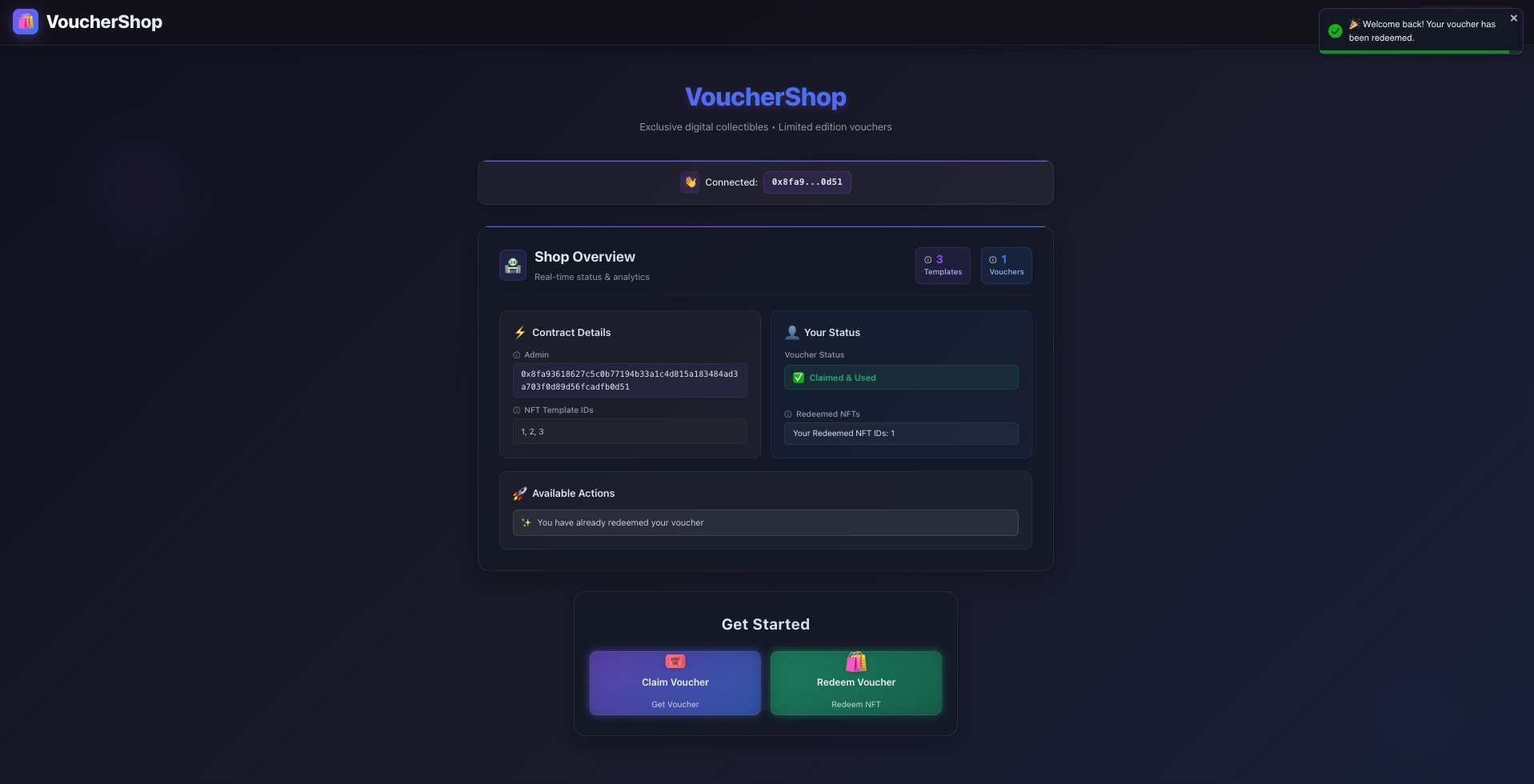 Dashboard Interface for existing user